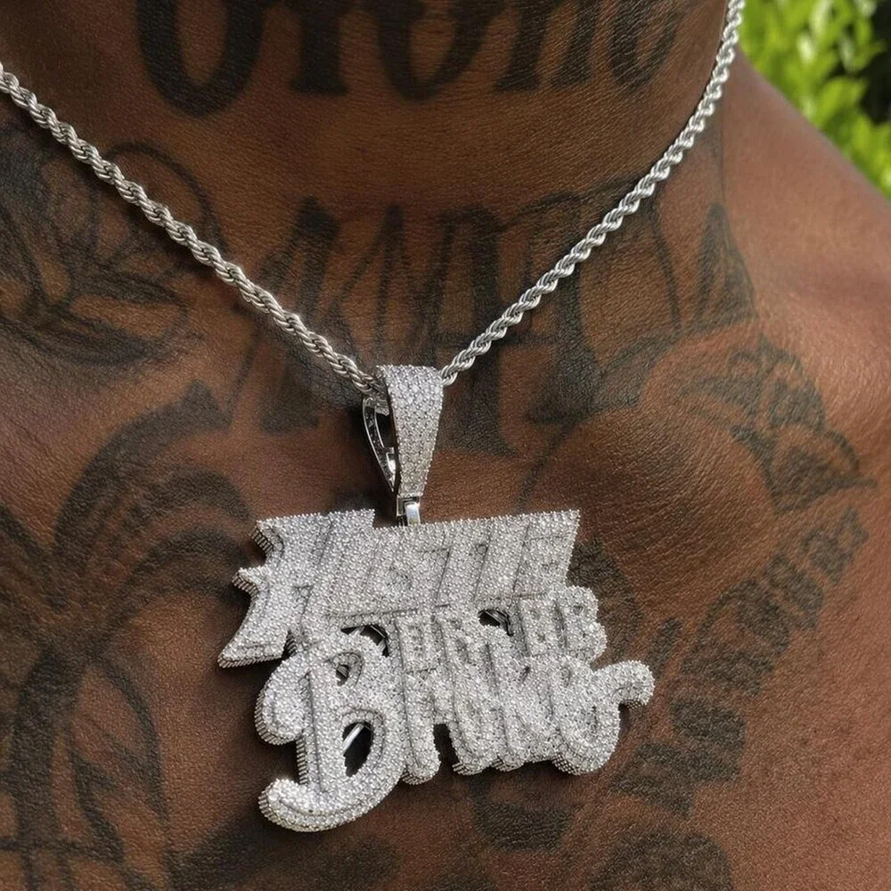 Hustle Or Be Broke Pendant with rope chain 24inch